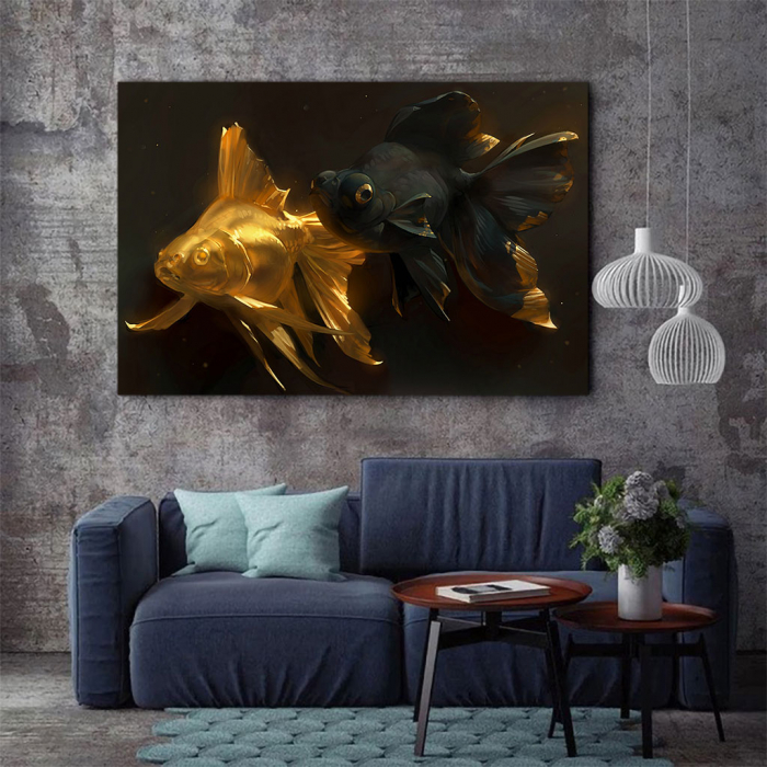 Tablou Canvas - Black & Gold Fish [3]
