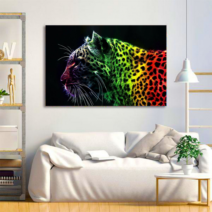 Tablou Canvas - Neon leopard [2]
