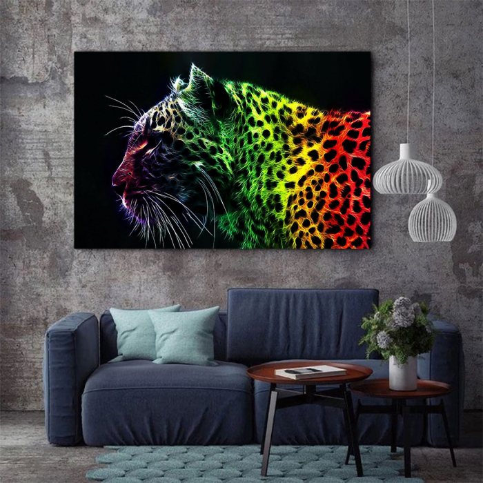 Tablou Canvas - Neon leopard [3]