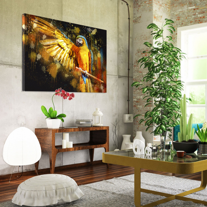 Tablou Canvas - Papagal arta splash [2]
