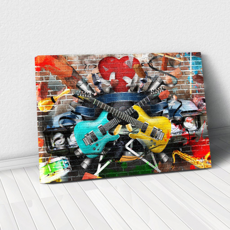 Decor de perete - Tablou Canvas - Colourful Guitars