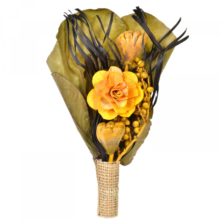 Decor de mobila - Flori uscate ornamentale, galben-maro 25 cm