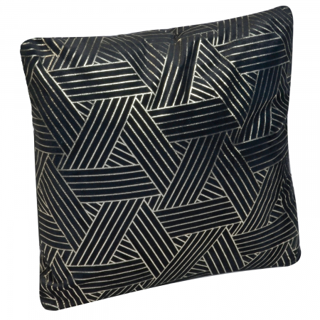 Perne decorative - Pernă neagră cu striații argintii 45x45