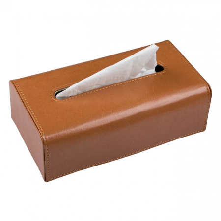 Suport din piele maro  pentru șervețele.26x14x8,5 cm [1]