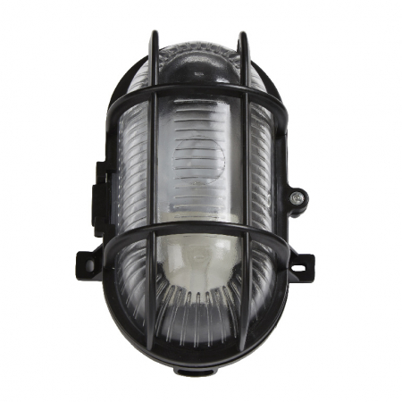 Lampa ovala, tip soclu E27, 11 x 13 cm, material plastic, culoare negru [1]