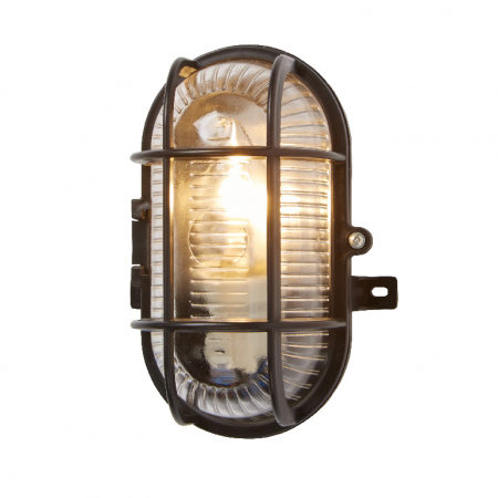Corpuri de Iluminat - Lampa ovala, tip soclu E27, 11 x 13 cm, material plastic, culoare negru