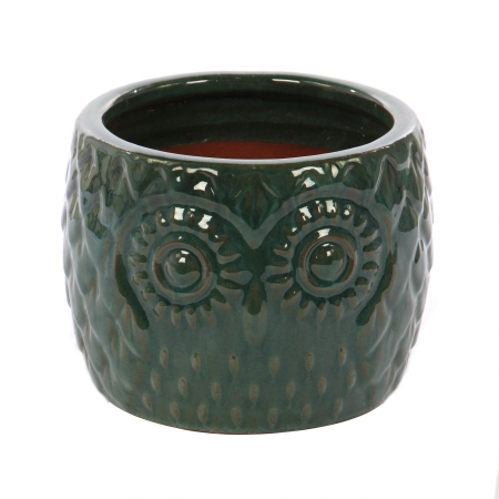 Ghivece și glastre - Ghiveci ceramic verde cu model.35 x 27 cm