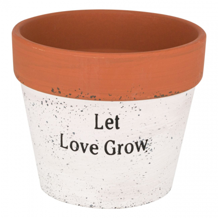 Ghivece și glastre - Ghiveci ceramic alb”Let love grow”,14x12 cm