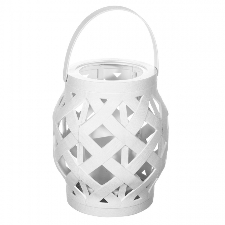 Decorațiuni pentru Gradină - Lampă decorativă din Rattan,alb,cu iluminare LED,10.5x16 cm.