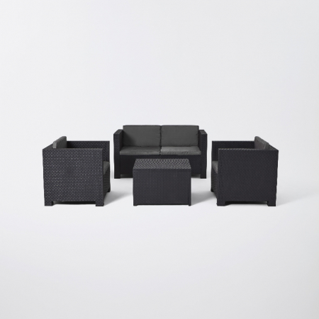 Set mobilier grădină, canapea + masă + 2 fotolii, culoare gri [0]