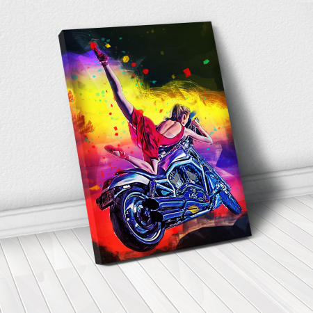 Auto - Moto - Tablou Canvas - Moto girl