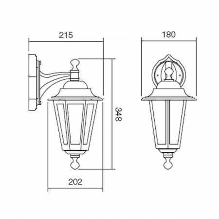 Aplică în jos de exterior,negru.202 x 180 x 348 [1]