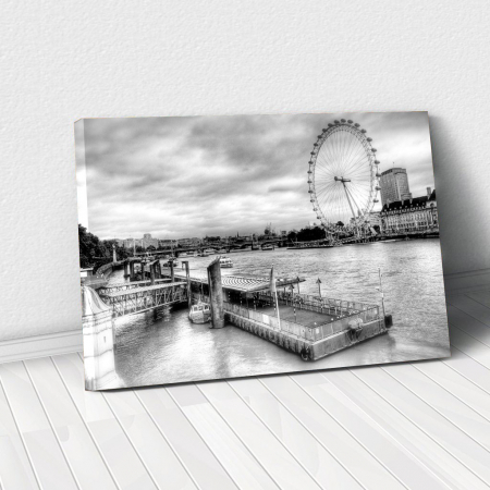 Alb - Negru - Tablou Canvas - London Eye