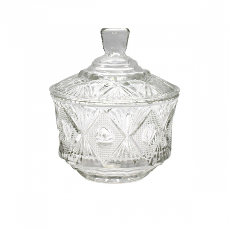 Accesorii pentru servire - Zaharniță din sticlă transparentă, 13 x 12.5 x 11.5 cm
