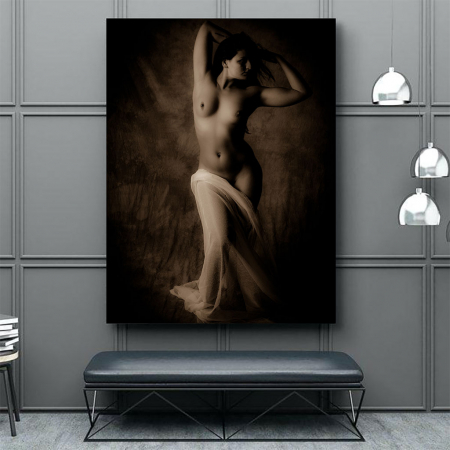 Tablou Canvas - Silueta nud alb-negru [2]