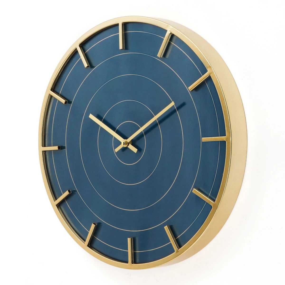 Ceas de perete “BlueGold” albastru + auriu, metal + MDF + sticlă, Ø 40 cm [1]