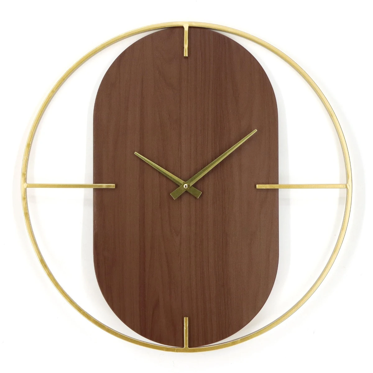 Ceasuri - Ceas de perete “GoldWood” auriu + maro, metal + MDF, Ø 40 cm