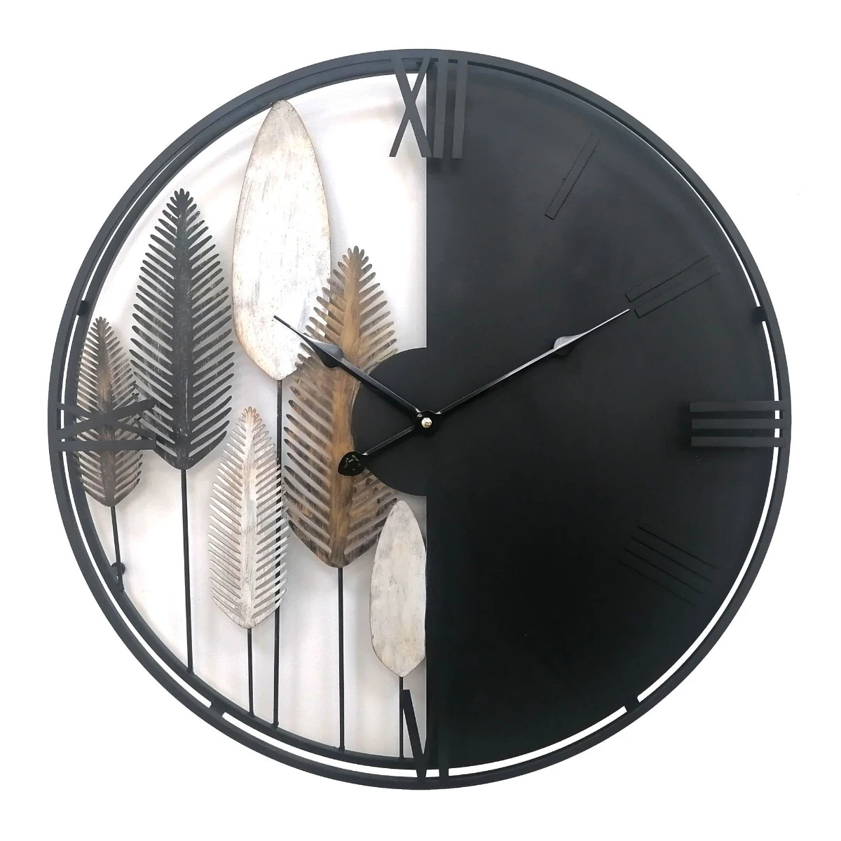 Ceasuri - Ceas de perete “Novero” negru-alb minimalist, metal, Ø 50 cm