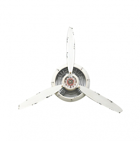 Decor Interior - Ceas de perete, metalic, forma de elice, analog, alb - 67cm