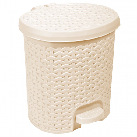 Seturi baie și accesorii - Coș de gunoi din plastic-crem-5.5 l
