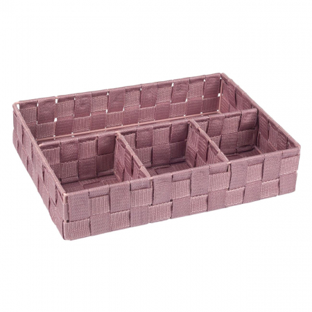 Suporturi și Organizatoare - Cutie roz tricotată-4 locuri depozitare-33x24x7 cm