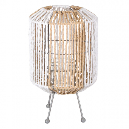 Decorațiuni pentru Gradină - Lampă decorativă cu picioare metalice,tricotată,alb-bej 19x31 cm