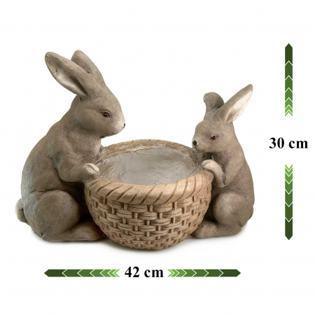 Ghiveci decorativ, ceramică, iepurași, 42 x 21 x 30 cm [0]