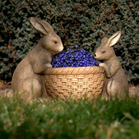Ghiveci decorativ, ceramică, iepurași, 42 x 21 x 30 cm [1]