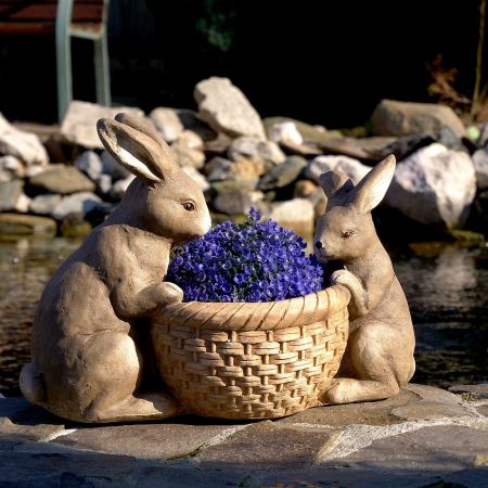 Ghiveci decorativ, ceramică, iepurași, 42 x 21 x 30 cm [2]