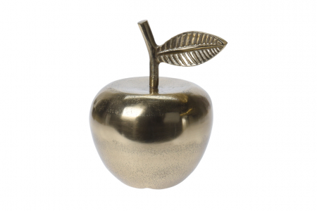 Decor de mobila - Decorațiune măr, aluminiu, aurie, 11 x 9 x 15 cm