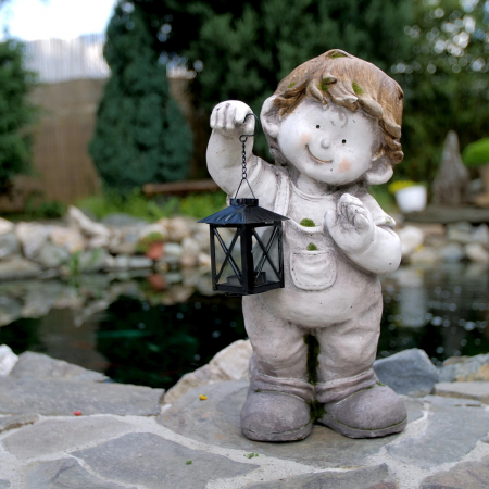 Decorațiune grădină, ceramică, băiat cu felinar [5]