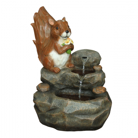 Decorațiuni pentru Gradină - Fântână arteziană veveriță,decorațiune grădină, cu pompă recirculare apă, 42.5 x 31 x 56.5 cm