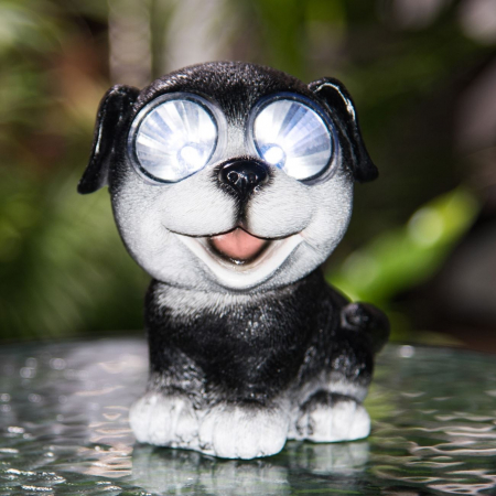 Decorațiuni pentru Gradină - Lampă solară câine, negru,15 cm