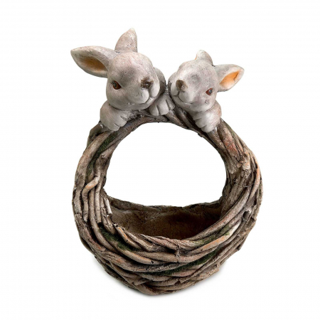 Ghiveci decorativ Iepurasi, ceramică, 27 x 15 x 38 cm [0]