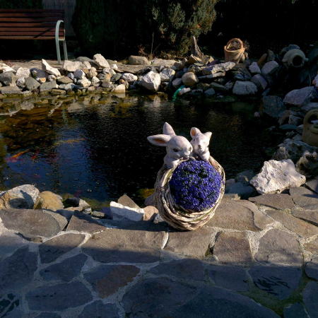 Ghiveci decorativ Iepurasi, ceramică, 27 x 15 x 38 cm [2]