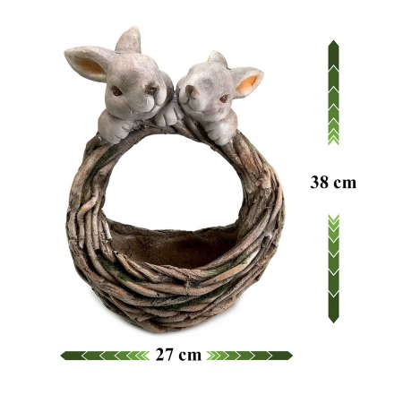 Ghiveci decorativ Iepurasi, ceramică, 27 x 15 x 38 cm [1]
