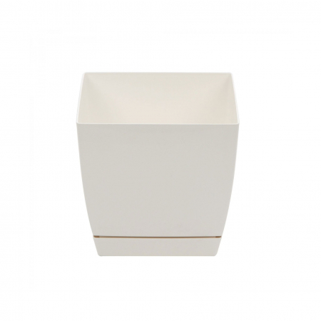 Ghivece și glastre - Ghiveci din plastic, pătrat, alb 15.5 x 15.5 x 14.2 cm