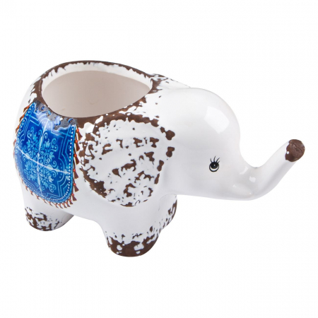 Decorațiuni pentru Gradină - Ghiveci Ceramic, Elefant Alb, 17x9x10 cm