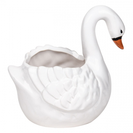 Ghiveci Lebădă din ceramică-12x9x12,5 cm- [0]