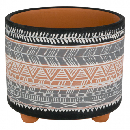 Decorațiuni pentru Gradină - Ghiveci ceramic gri-negru-12x10 cm
