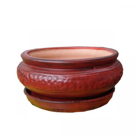 Ghivece și glastre - Ghiveci ceramic, bol mexican mic, rotund, 13 x 6.5 cm