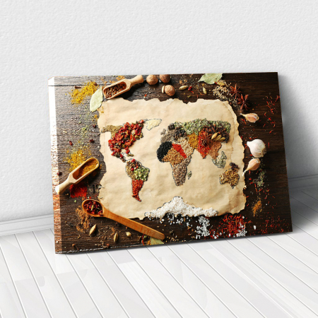 Harți - Tablou Canvas - Spices world map