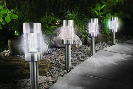 Corpuri de Iluminat - Lampă solară LED(sticlă-inox)41.5 cm