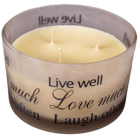 Lumânări și Suporturi - Lumânare aromatică”live well,love much,laugh often” 7.8X12.8 cm