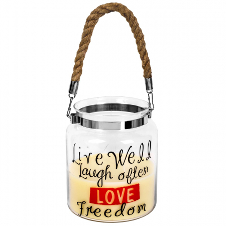 Decor de mobila - Lumânare în borcănel cu scris motivațional 13.5x16.8 cm