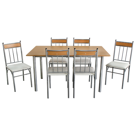 Set Sophie masă cu 6 scaune tapițate, bucătărie, bej [1]