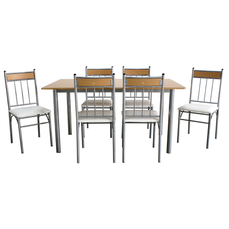 Set Sophie masă cu 6 scaune tapițate, bucătărie, bej [2]