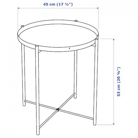 Masă servit, oțel, albă - 53cm [6]