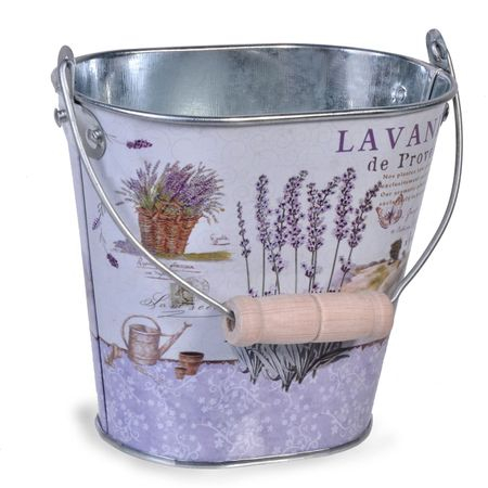 Decorațiuni pentru Gradină - Mască ghiveci metalică în formă de găleată 11 cm