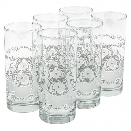 Pahare - Set de 6 pahare cu model floral-270 ml